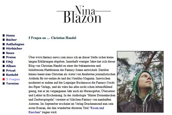Nina Blazon interviewt mich zu Rosen & Knochen